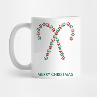 Made of paw prints christmas candy paw print green and red Mug